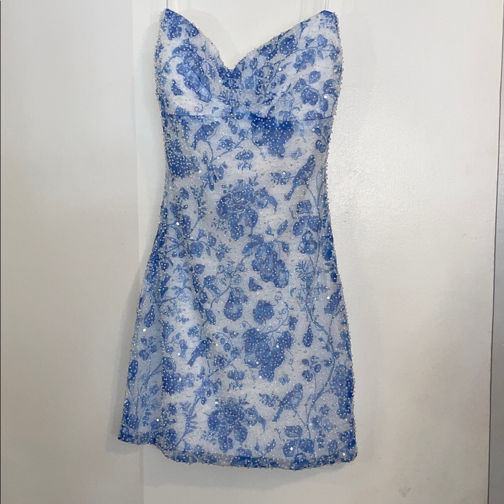 Windsor beaded floral mini dress